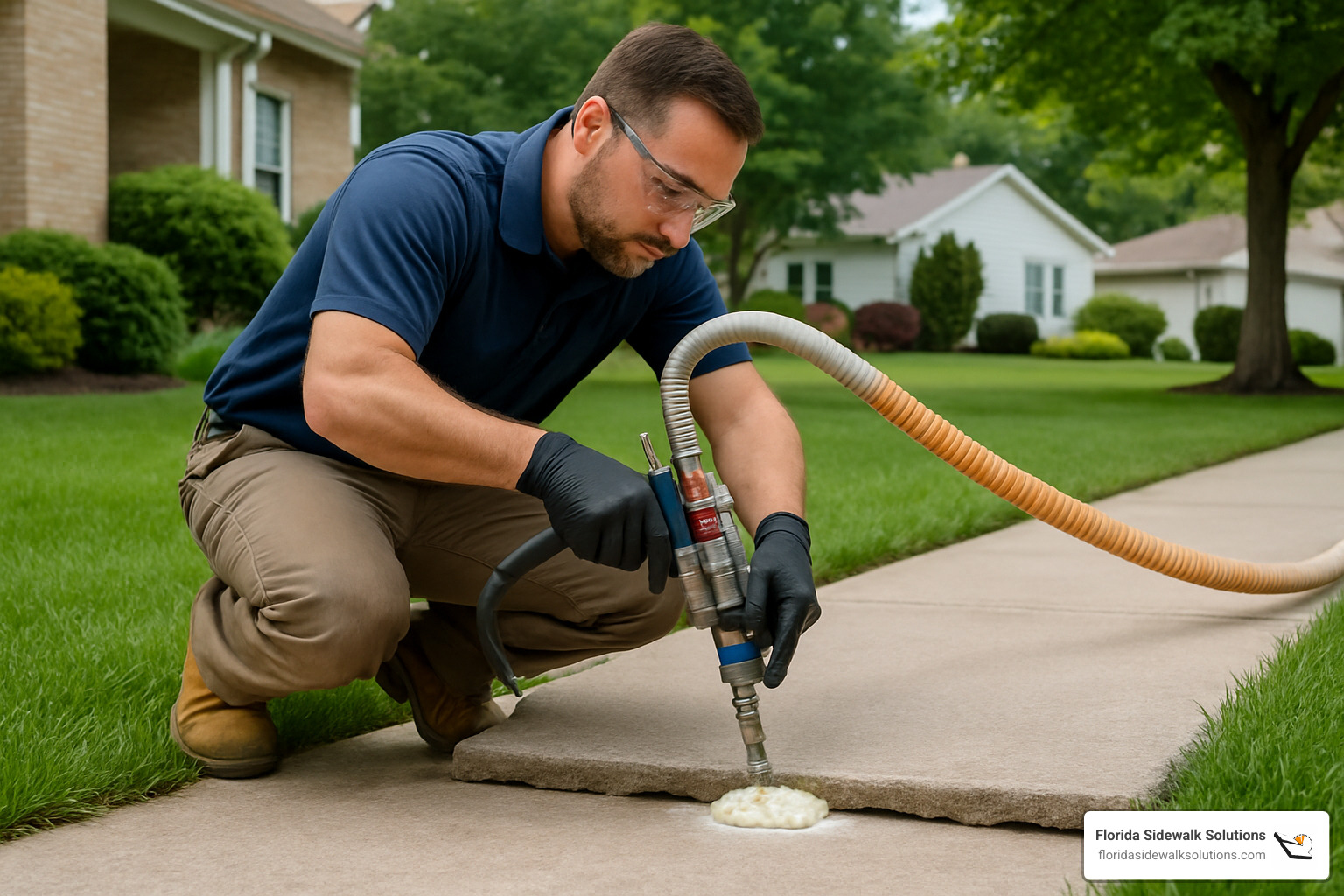 concrete slab lifting with foam injection - Concrete walkway repair services