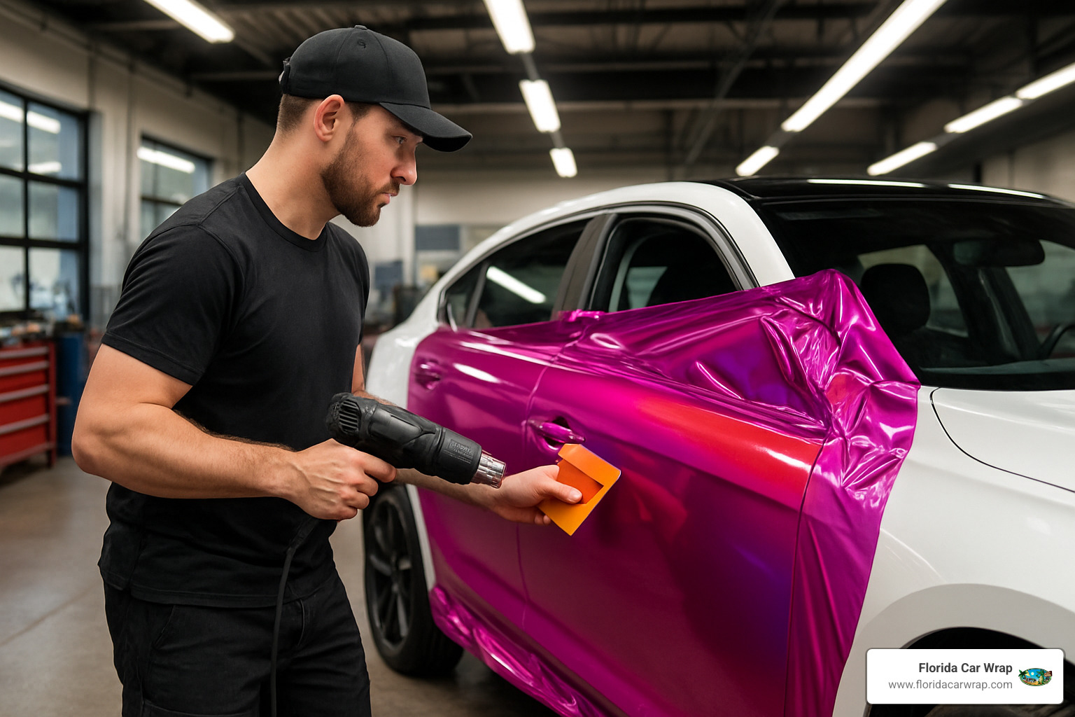 color change car wrap installation in progress - car wraps near me