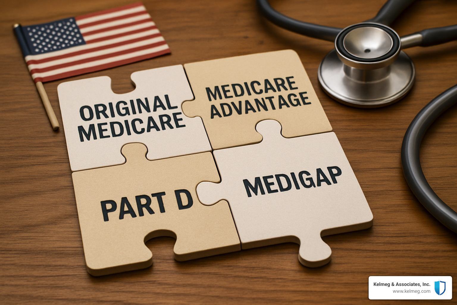 Medicare plan types puzzle pieces showing how different coverage options fit together - Medicare plans Colorado