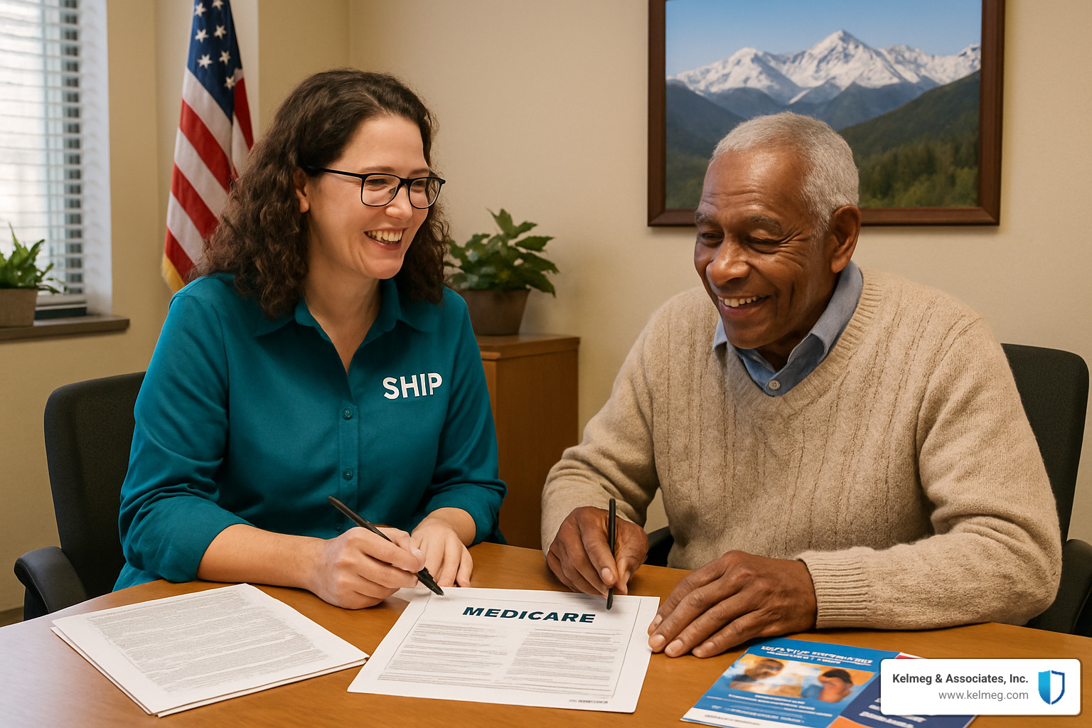 SHIP counselor helping Colorado senior with Medicare paperwork - Medicare plans Colorado