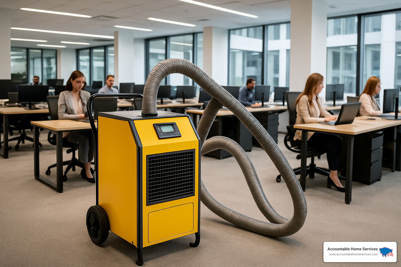 commercial dehumidifier system in office building - commercial mold damage restoration near me