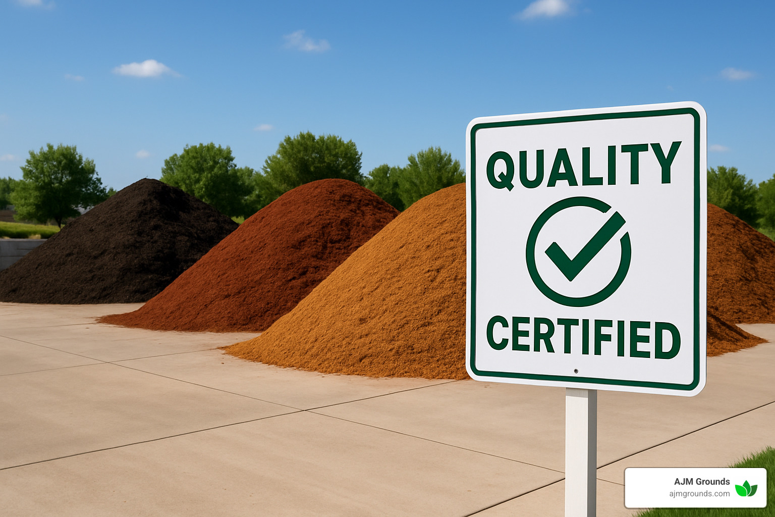 supplier yard with quality certification sign - bulk mulch prices