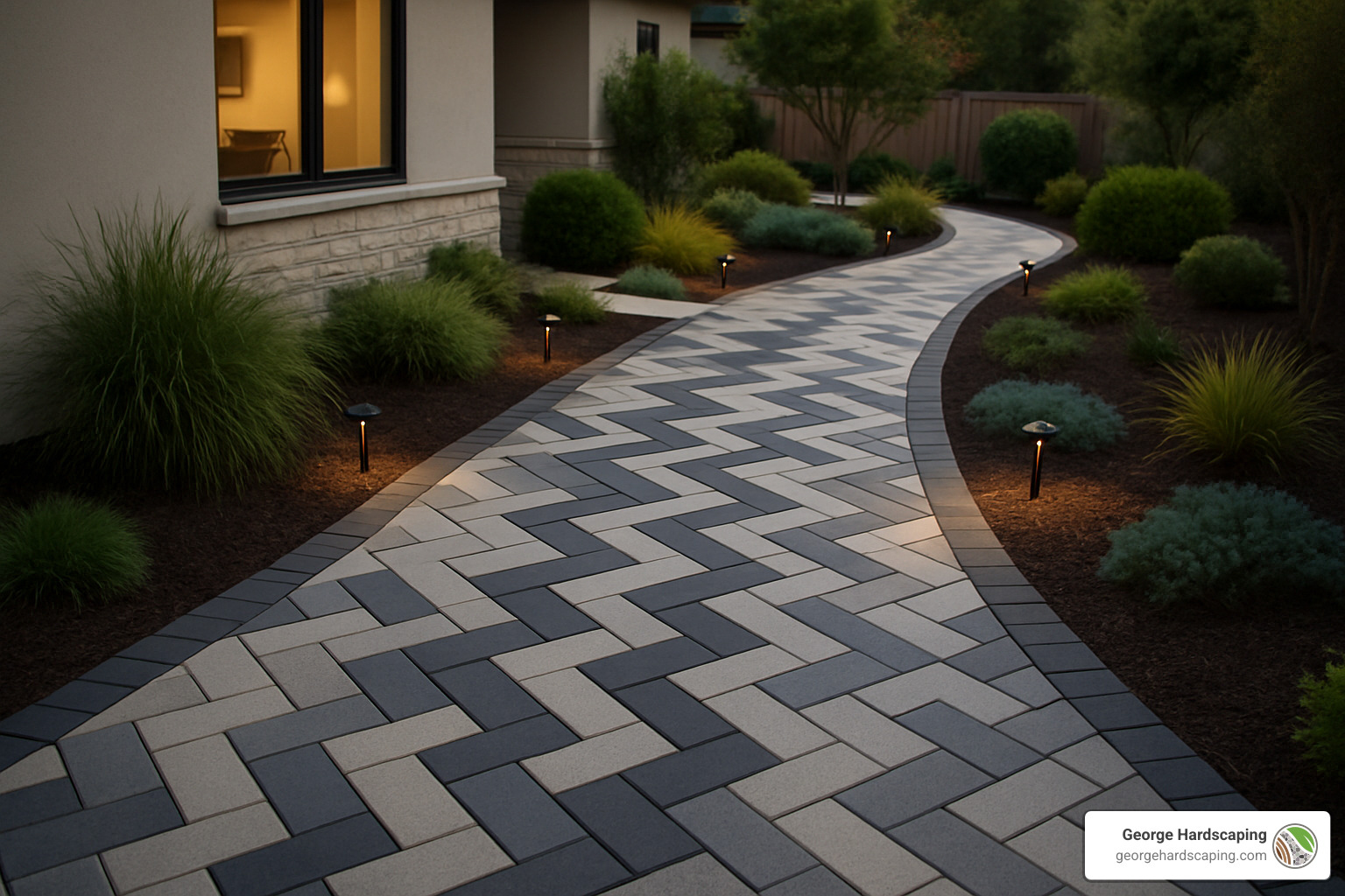 modern zig-zag paver layout - Walkway Paving Contractor