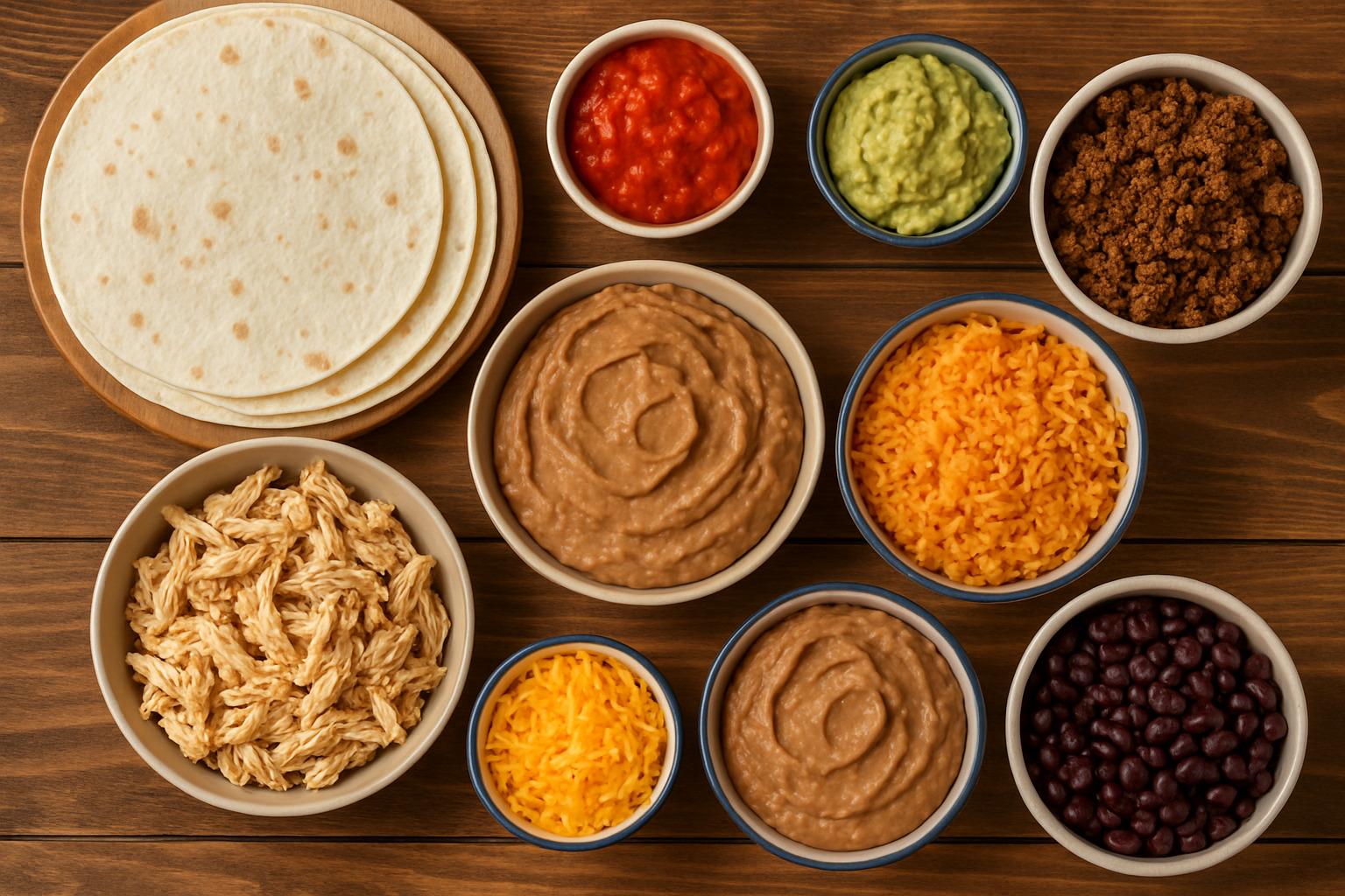 chimichanga ingredients spread - chimichanga