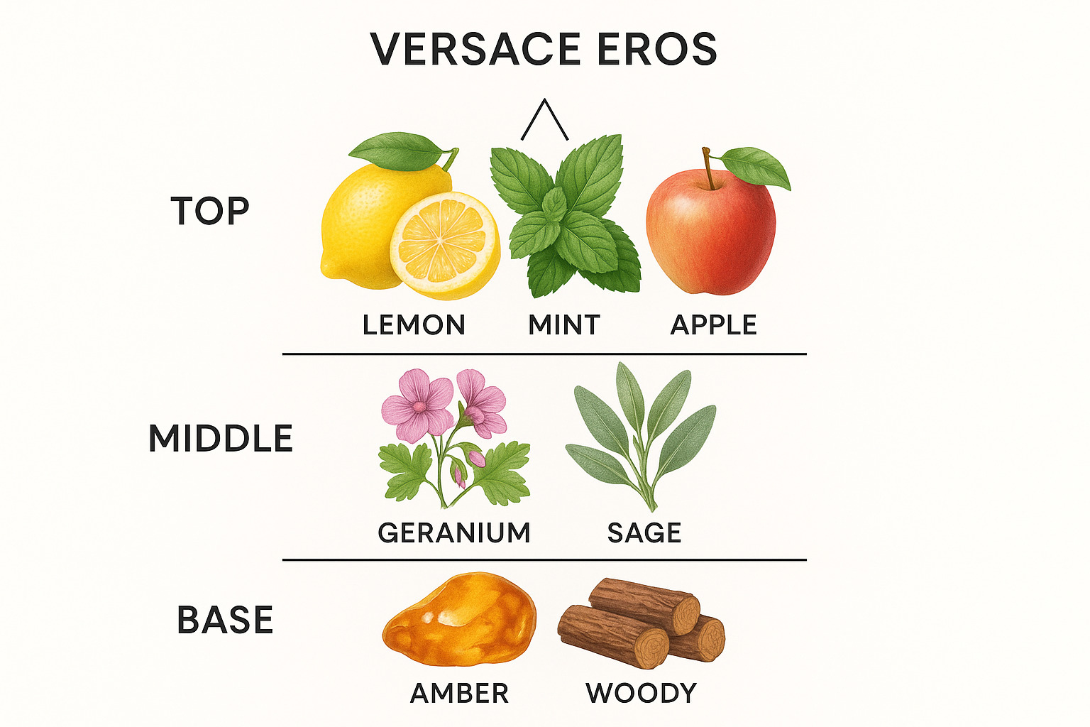 fragrance notes pyramid - versace eros