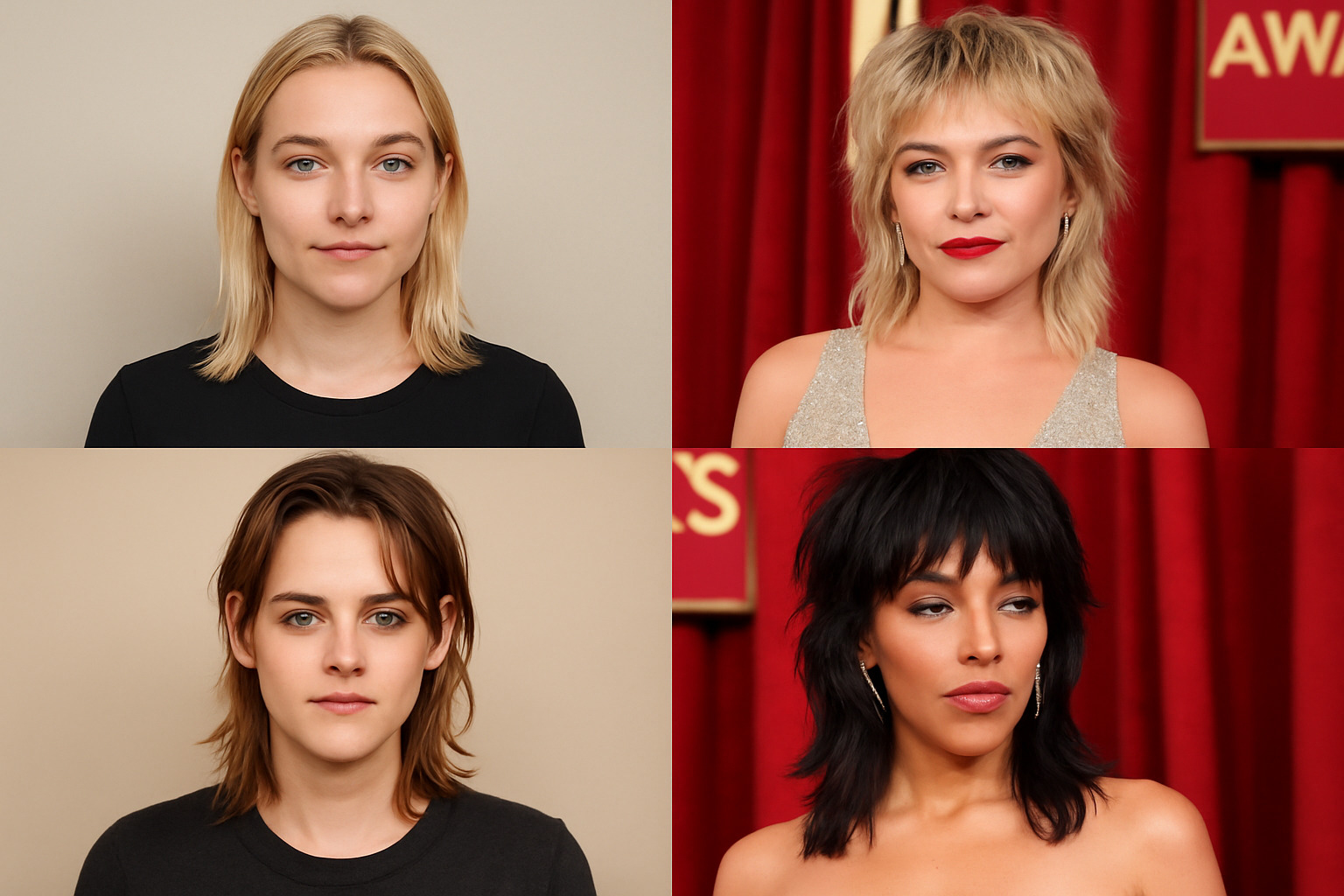 celebrity wolf cut changes and red carpet looks - wolf cut