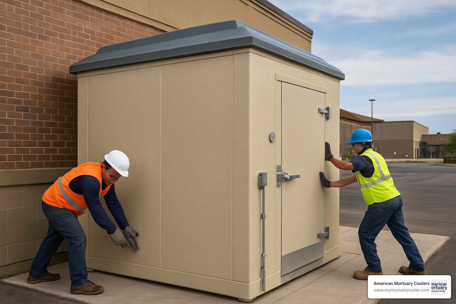 outdoor fiberglass walk-in cooler installation - custom walk in cooler
