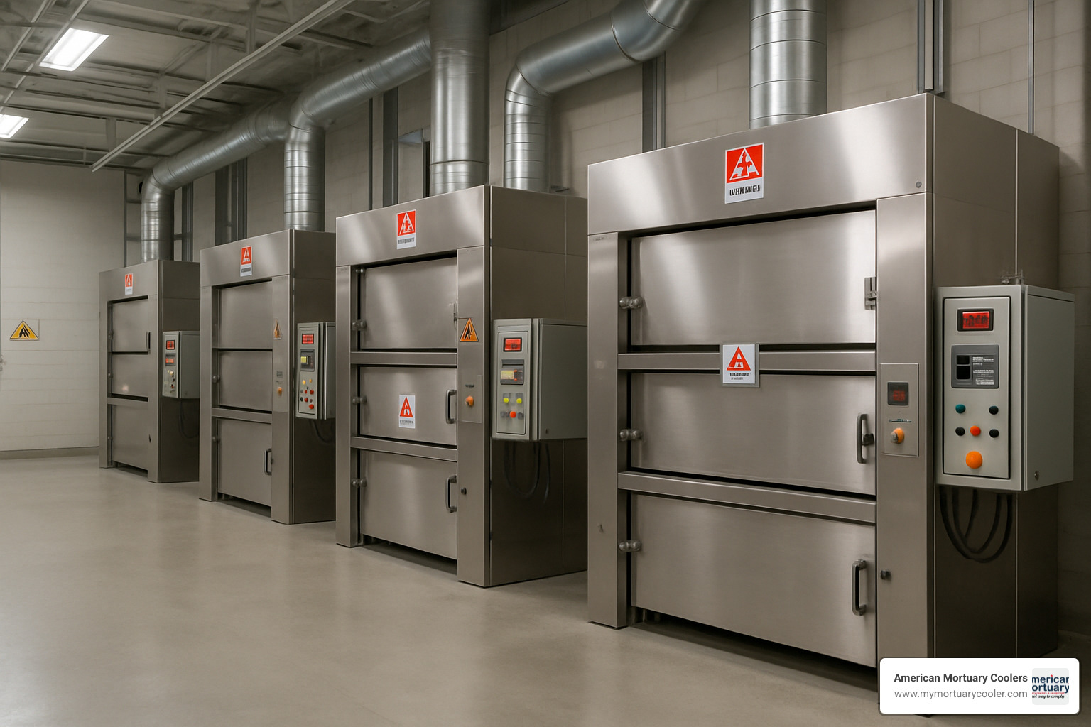 Large-scale pet cremation facility showing multiple chamber units - pet cremation equipment for sale
