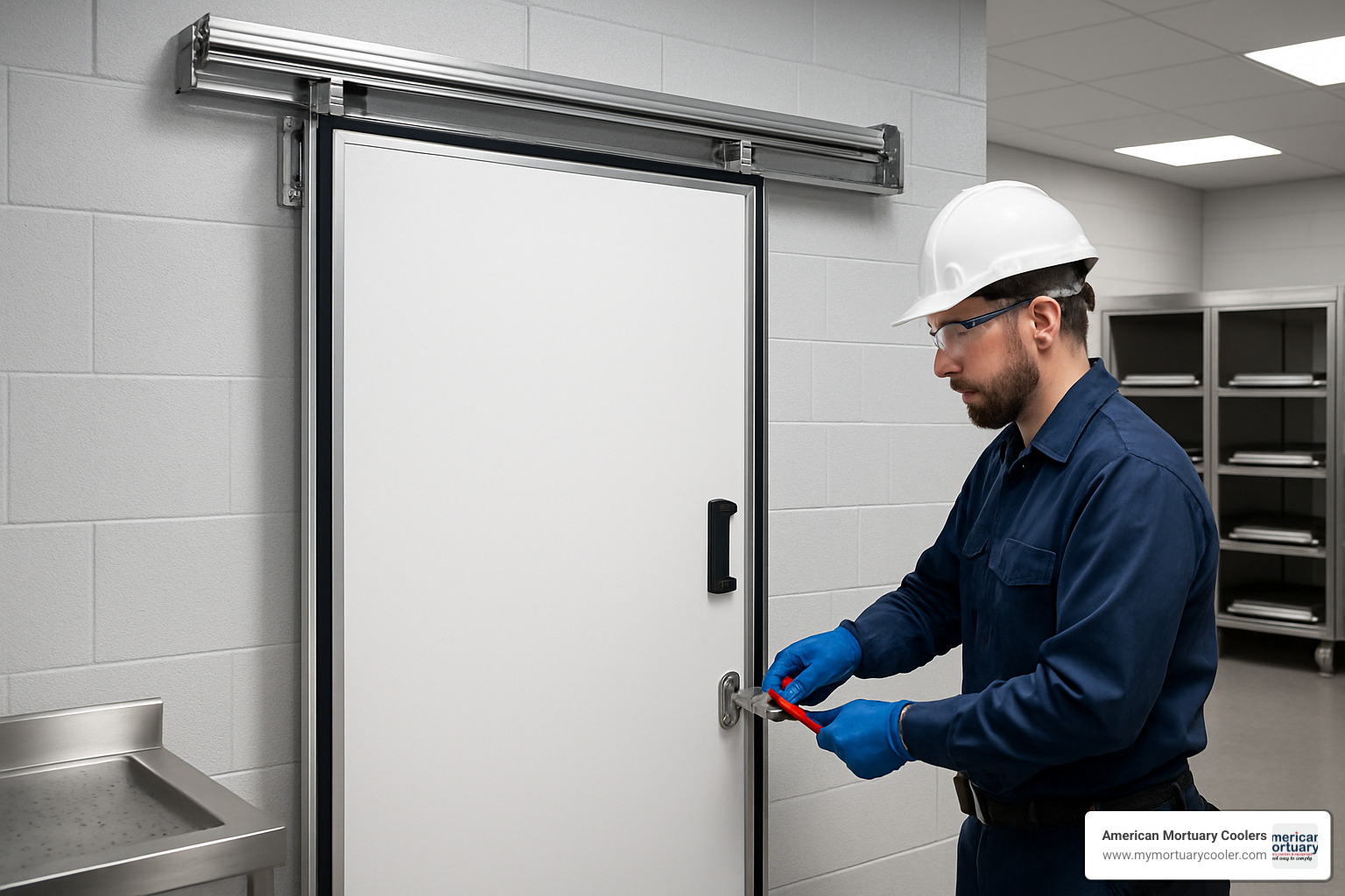 sliding door retrofit installation in mortuary facility - mortuary cold room doors manufacture
