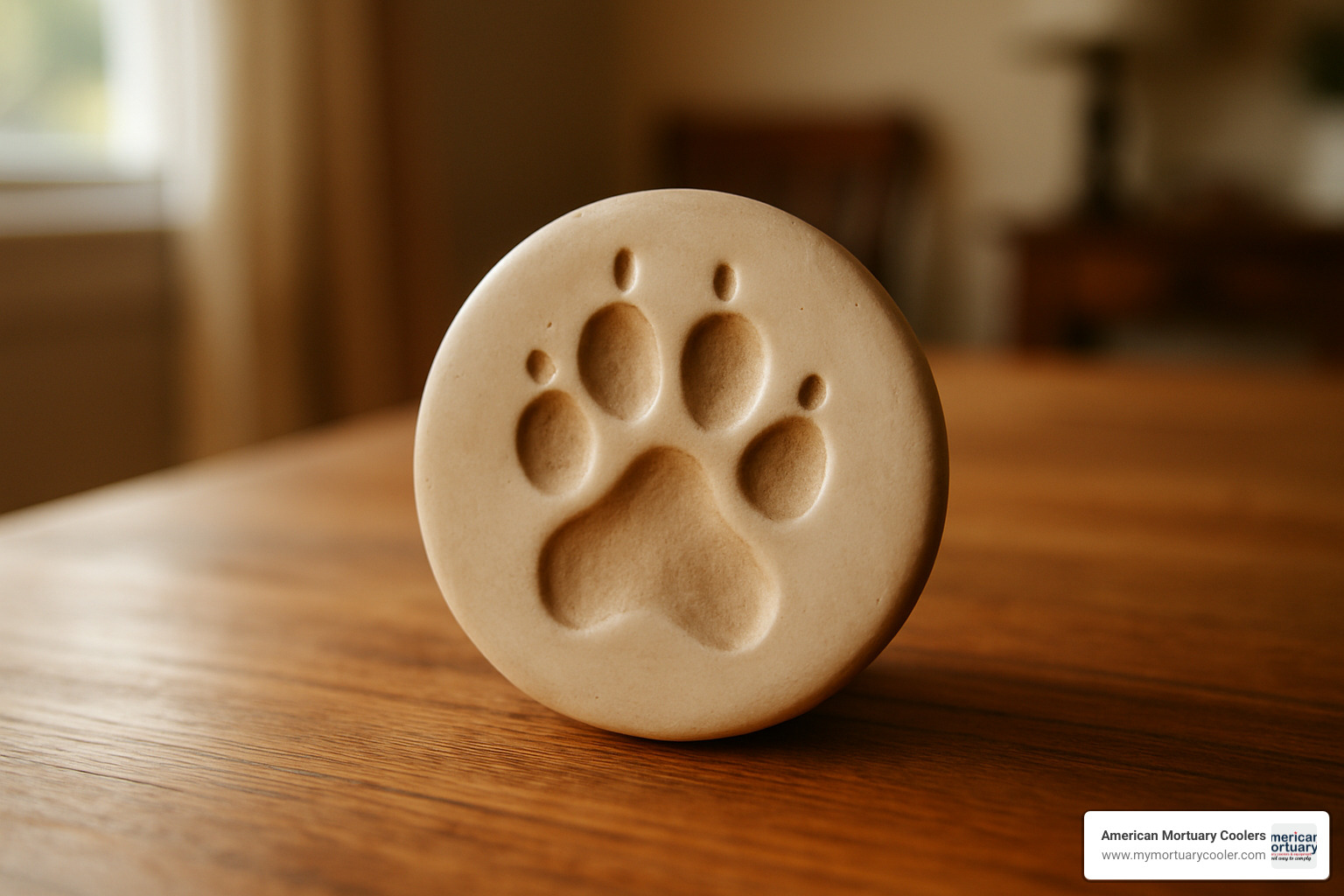 paw-print keepsake on table - animal crematorium