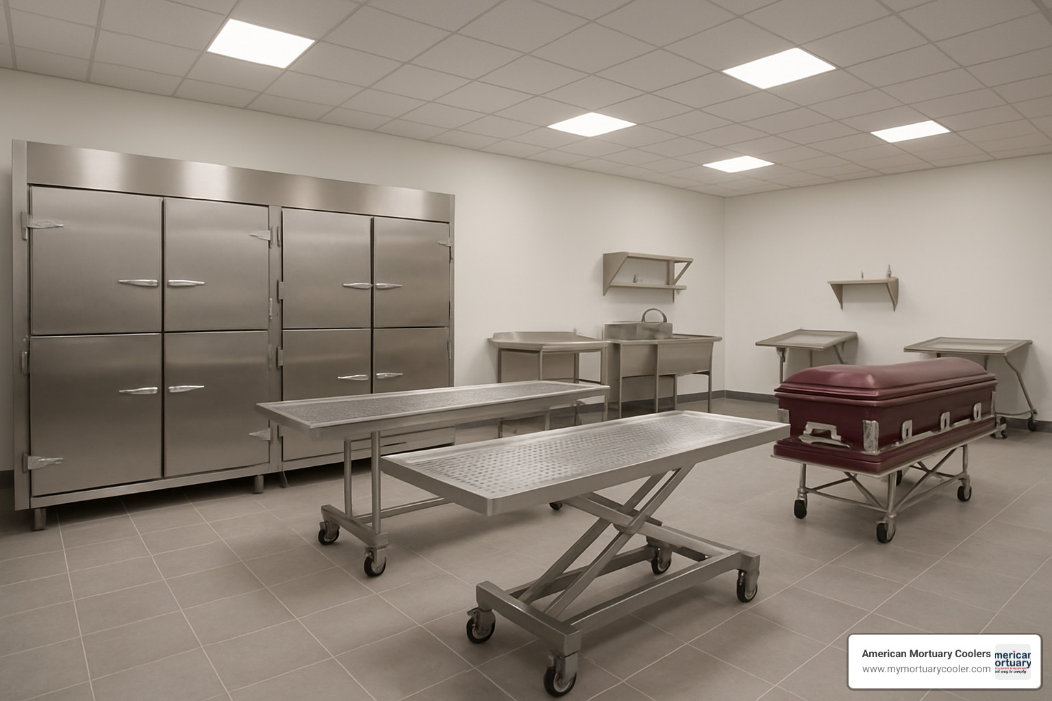 modern mortuary equipment showroom - funeral home equipment