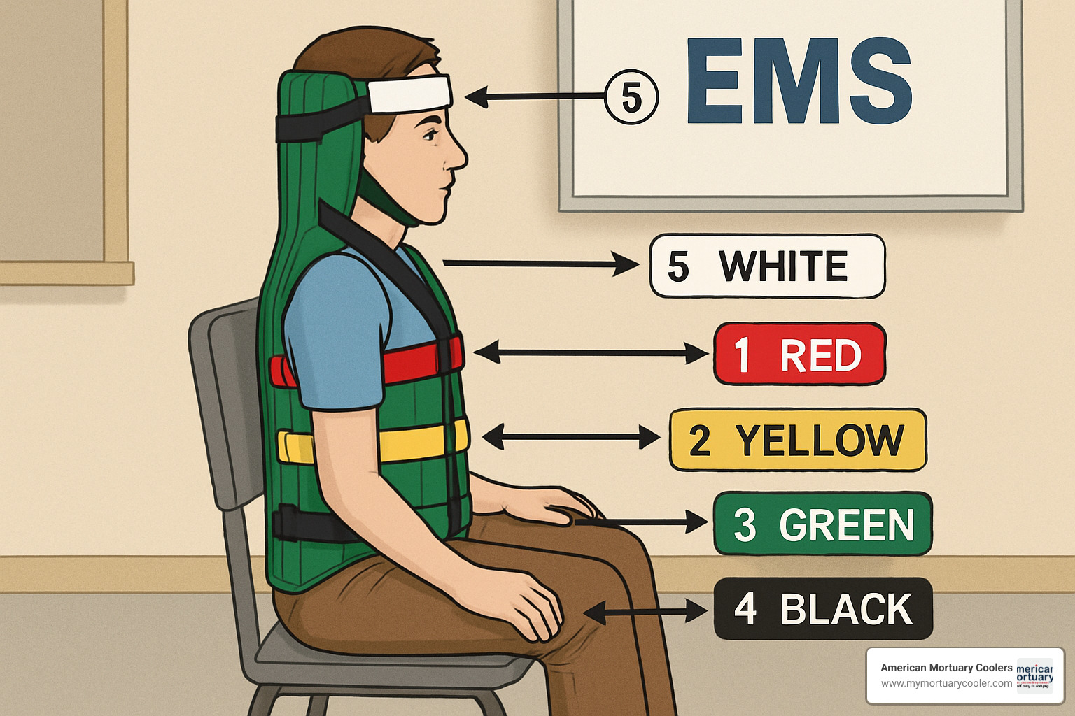 Numbered KED strap order diagram - ked order of straps