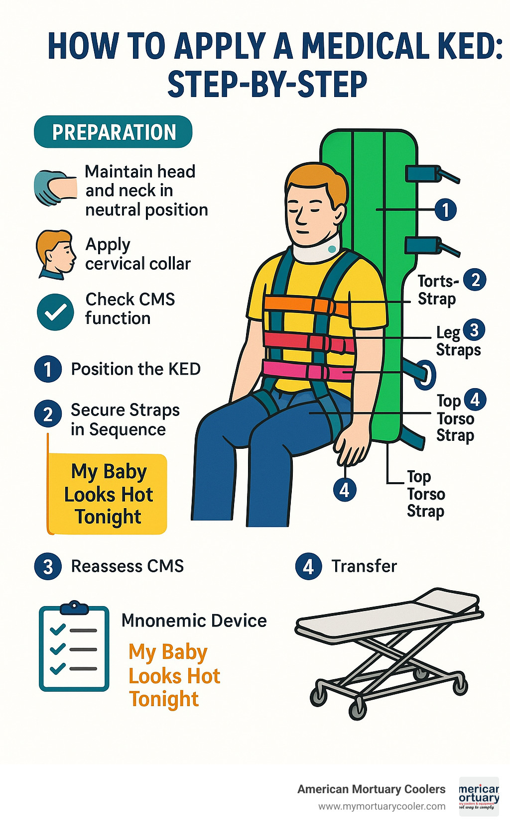 Infographic: Step-by-step KED strap application sequence - medical ked infographic 