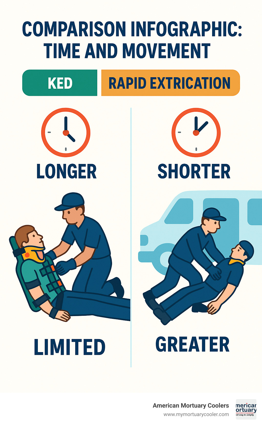 Comparison infographic: Time and movement in KED vs rapid extrication - medical ked infographic 