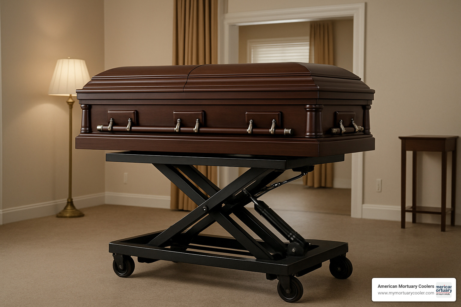 hydraulic lift raising a casket - platforms for caskets