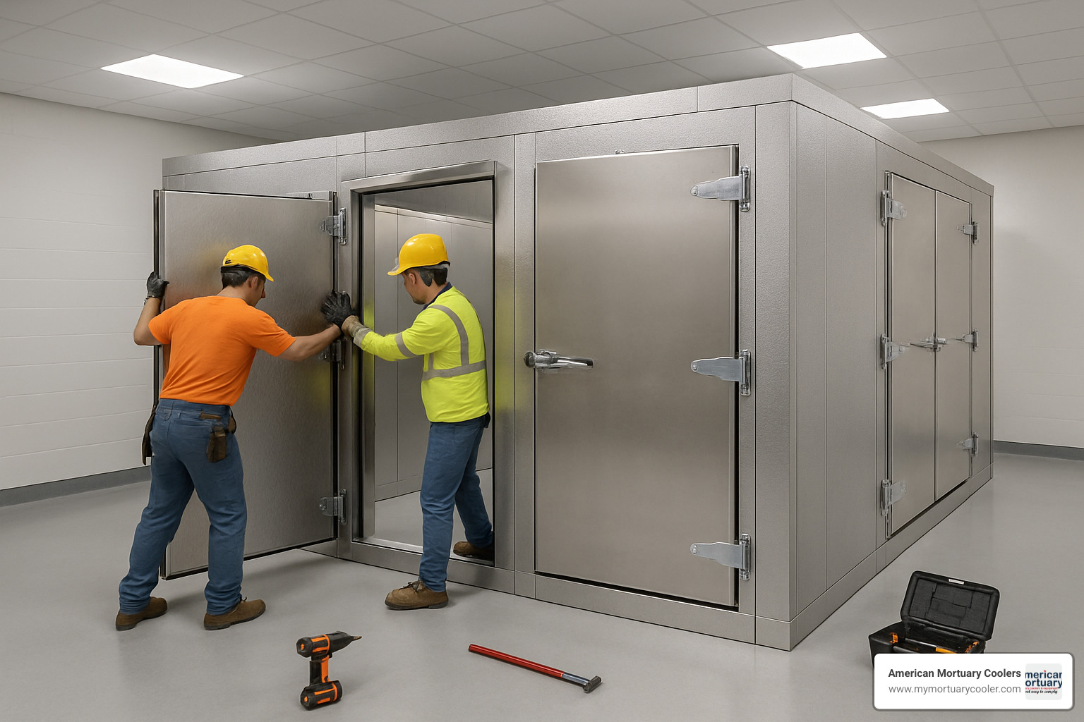 modular walk-in installation - mortuary dead body storage freezer doors manufacture