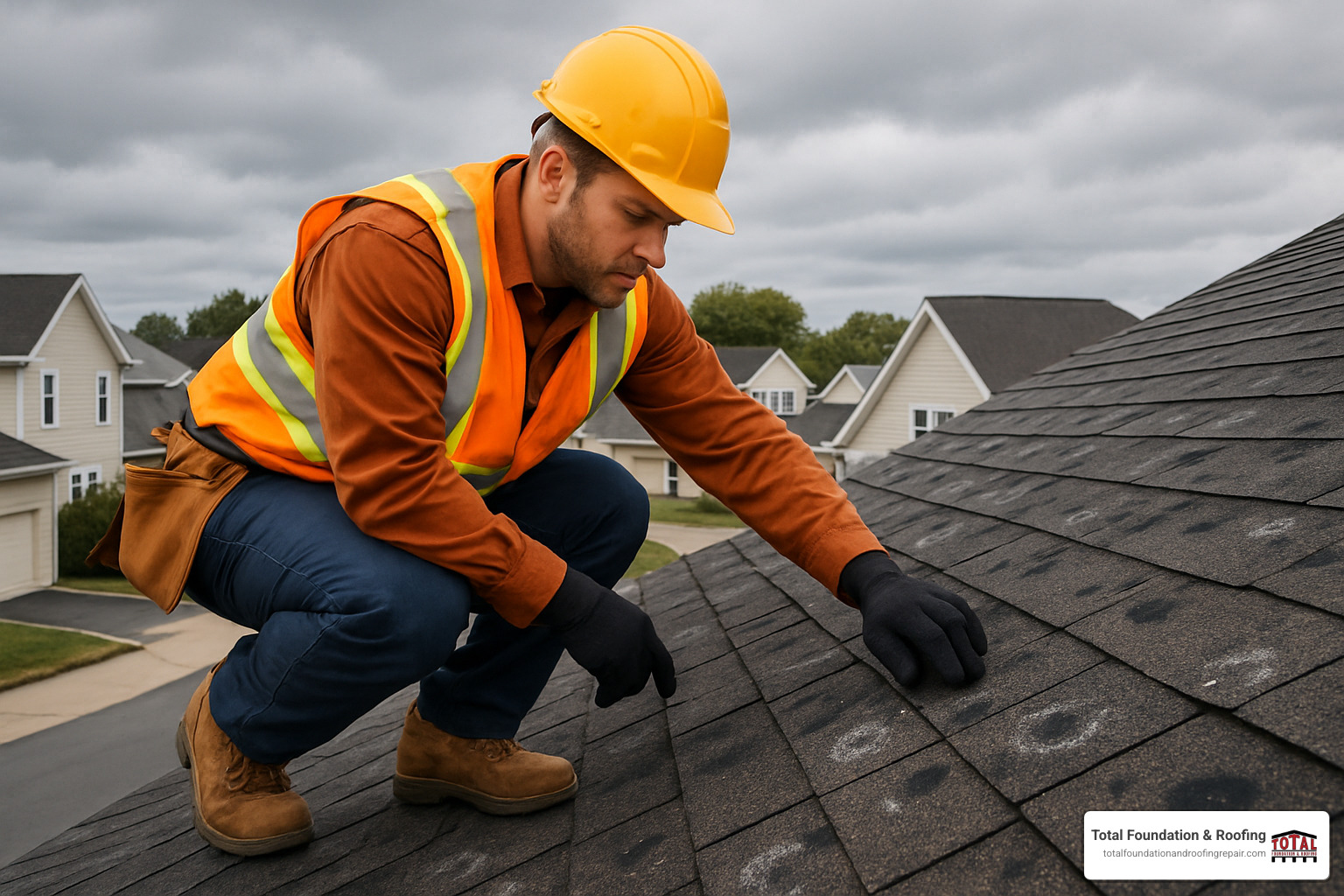 Storm damage assessment on residential roof - Fredericksburg roofing company