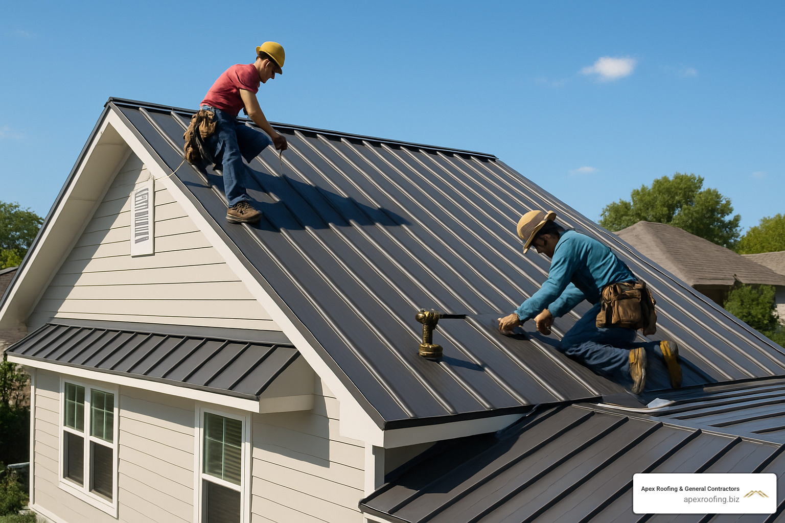 modern metal roof installation - replacing asphalt shingles with metal roof