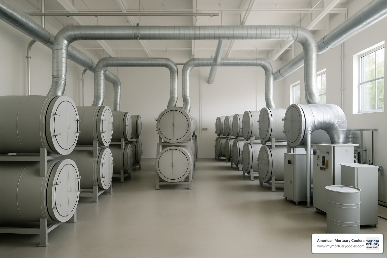 modular composting vessel array in a modern facility - human composting New York