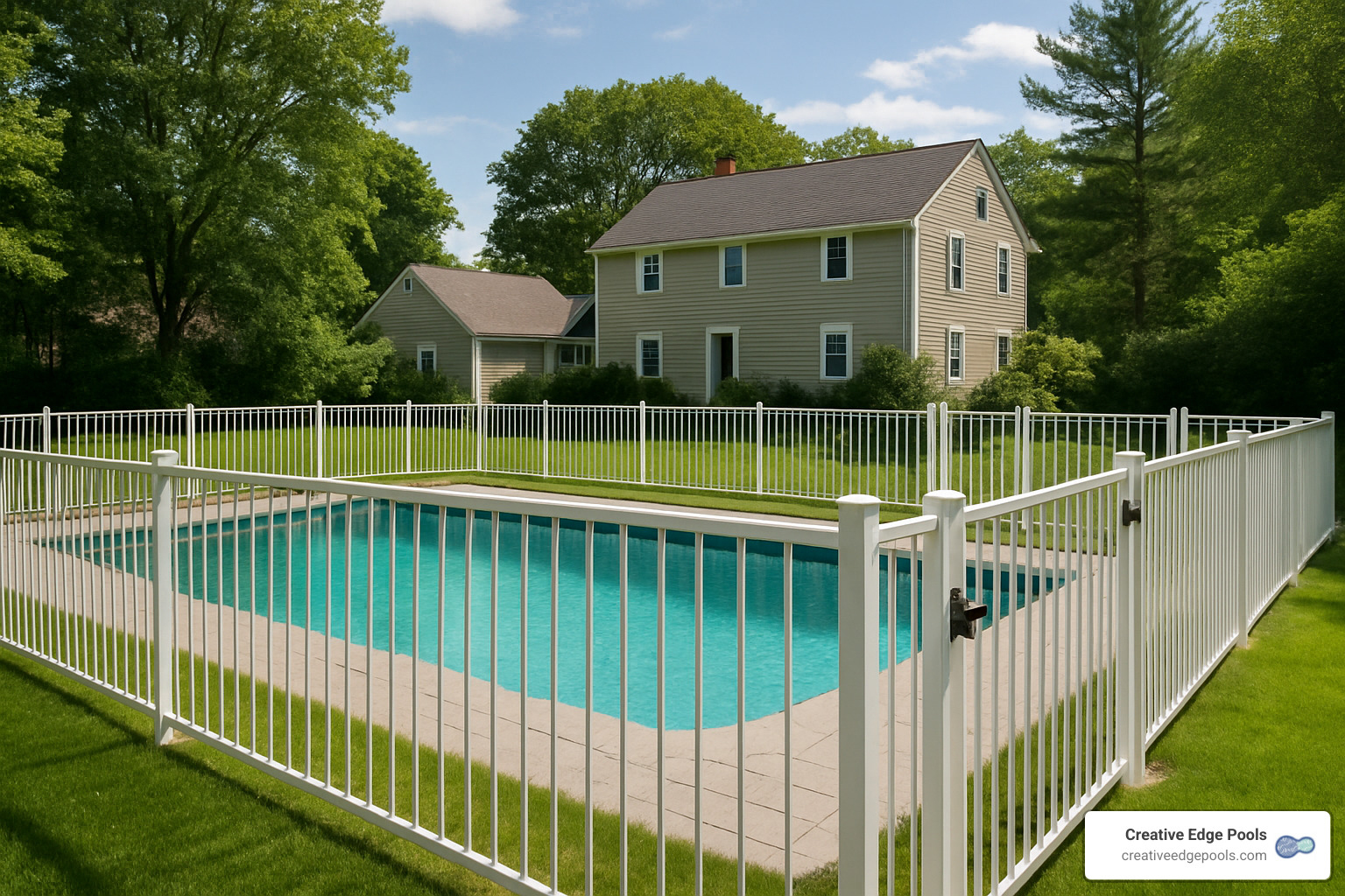 Massachusetts-compliant pool fence meeting 4-foot height requirement - Affordable inground pools Massachusetts