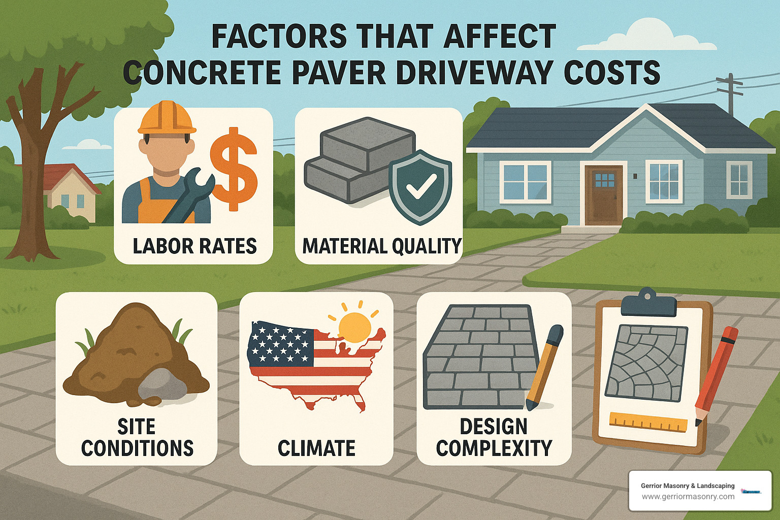 How Much Will a Concrete Paver Driveway Really Cost You? 3 factors affecting paver driveway costs - Concrete paver driveway estimate