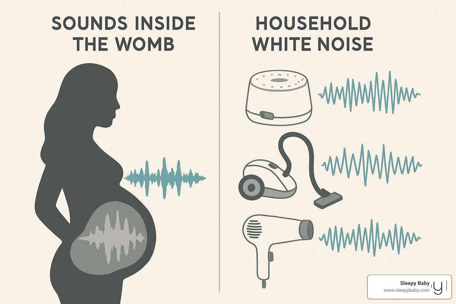 comparison of womb sounds versus household white noise sources - white noise in the womb