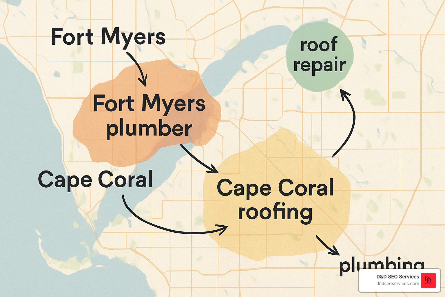 Example of local keyword mapping strategy showing geo-modifiers and service combinations - local seo consultant Example of local keyword mapping strategy showing geo-modifiers and service combinations - local seo consultant