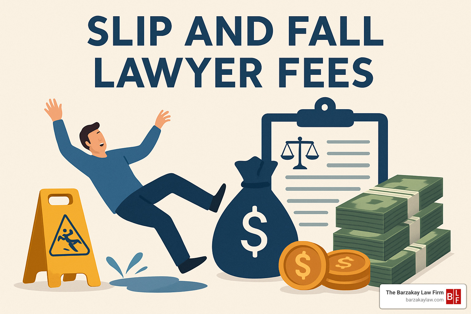 satisfied client receiving check - slip and fall lawyer fees