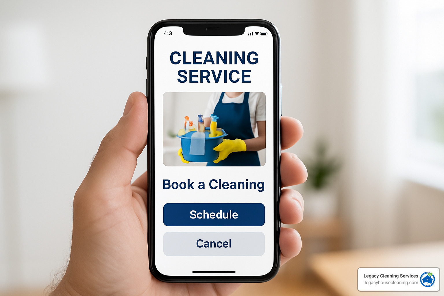 phone booking screen - move in cleaning service
