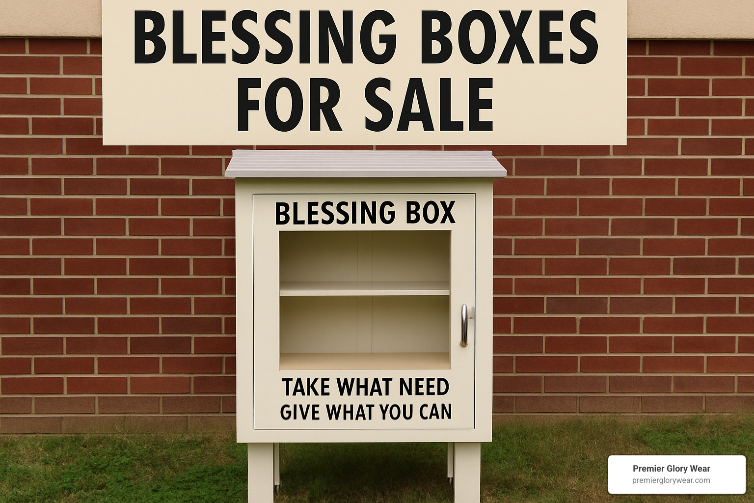 Collage showing various blessing boxes including wooden prayer boxes, glass gratitude jars, outdoor pantries, and subscription box contents - blessing boxes for sale