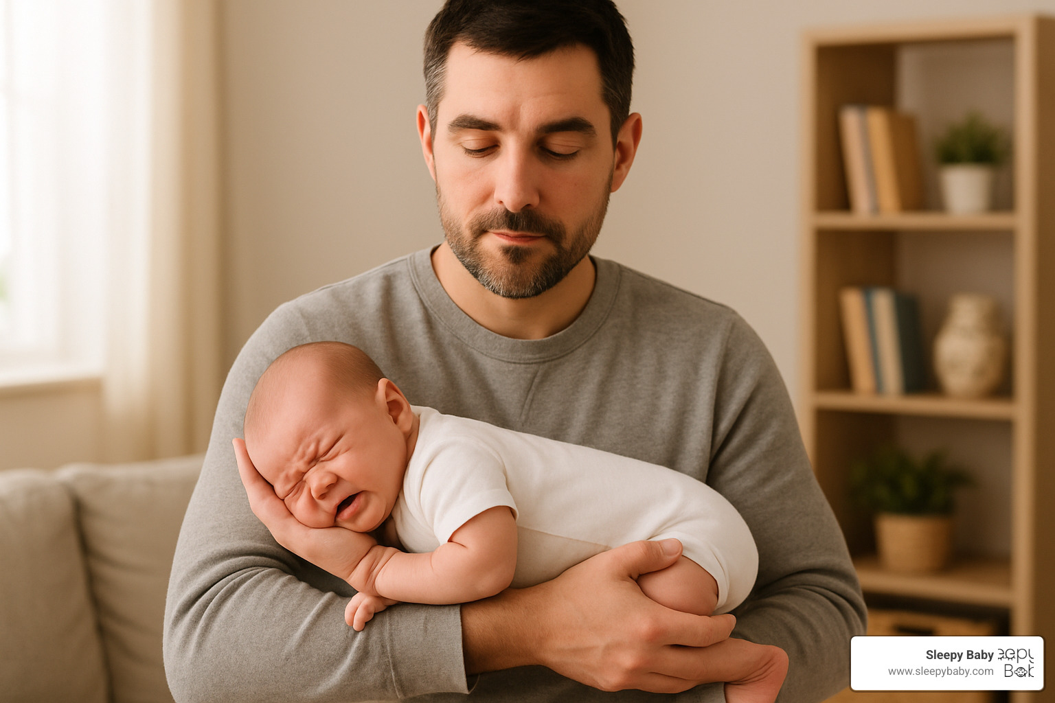 Demonstration of the football hold position for soothing a colicky baby - best way to soothe a baby with colic