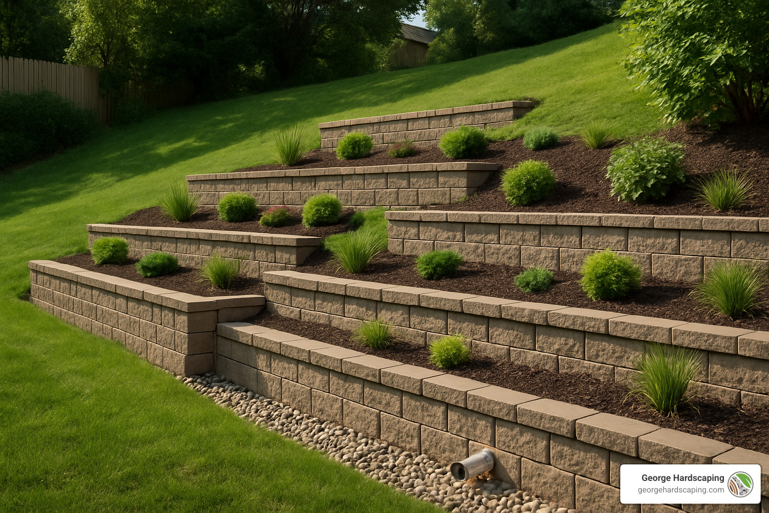stepped hillside terrace retaining walls - how much for retaining wall installation