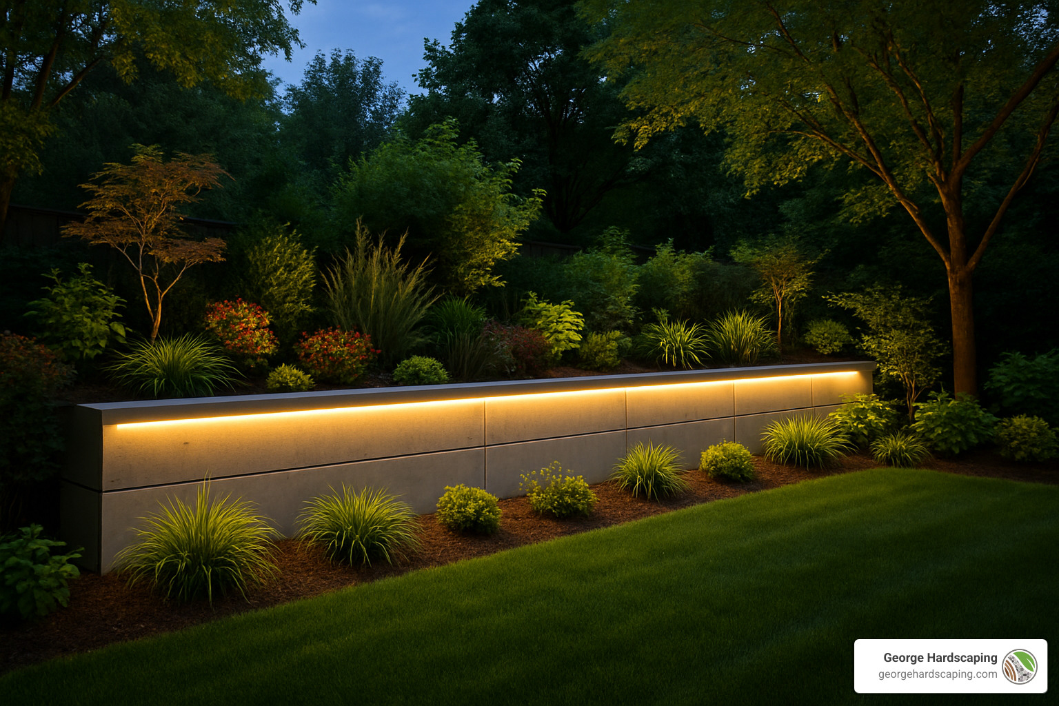 retaining wall with integrated lighting - how much for retaining wall installation