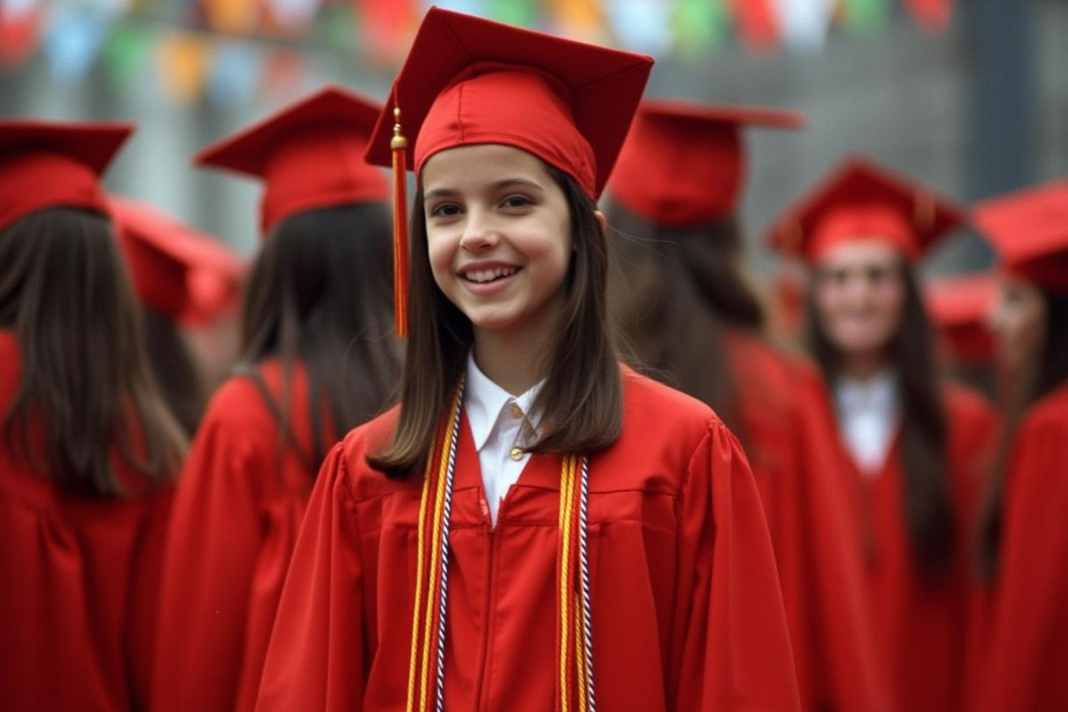 Suri Cruise at her LaGuardia High School graduation ceremony in her red graduation robes - suri cruise Suri Cruise at her LaGuardia High School graduation ceremony in her red graduation robes - suri cruise