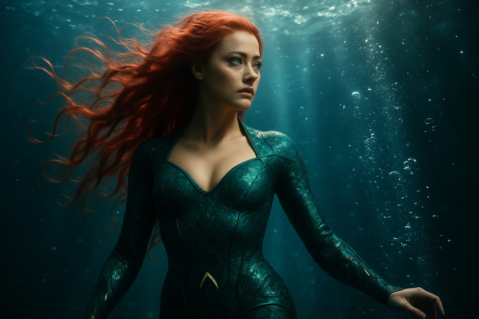 Amber Heard as Mera in Aquaman underwater scene - amber heard net worth Amber Heard as Mera in Aquaman underwater scene - amber heard net worth