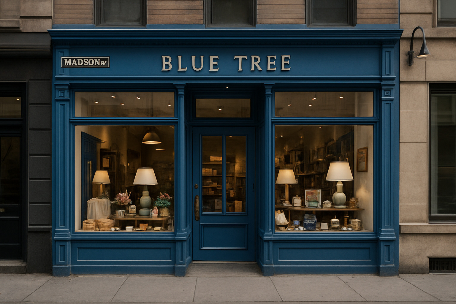 Blue Tree boutique storefront on Madison Avenue - phoebe cates