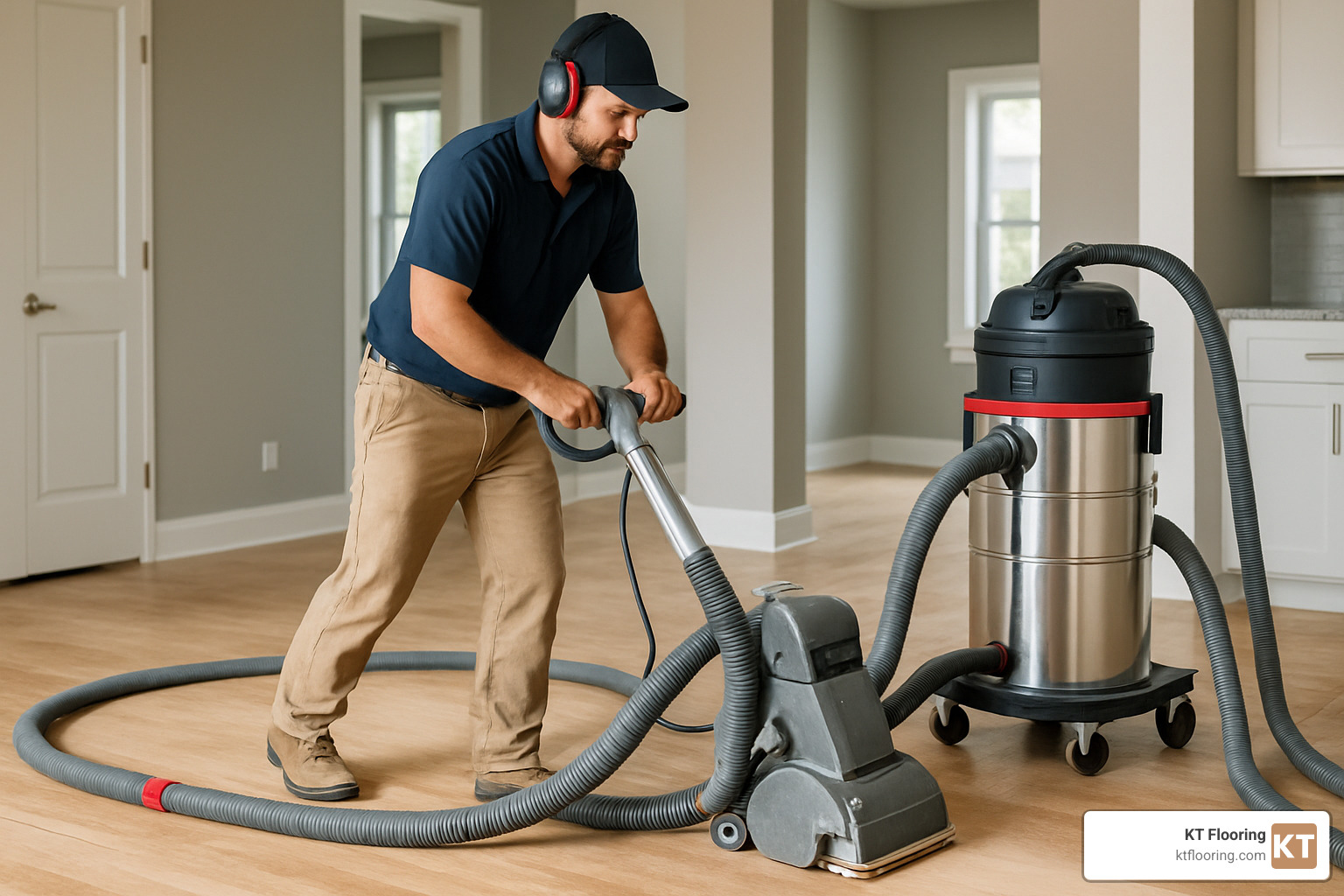 dustless sanding vacuum system in operation - hardwood floor contractor acton ma