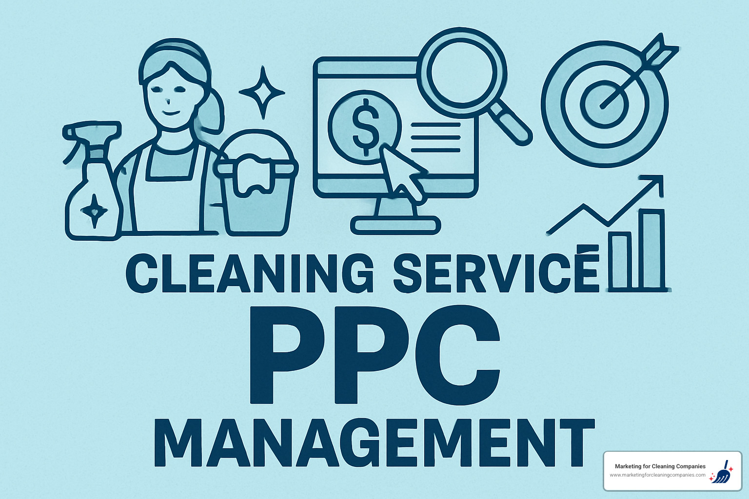 Professional cleaning team reviewing PPC dashboard on laptop, showing campaign performance metrics and lead generation data - cleaning service ppc management