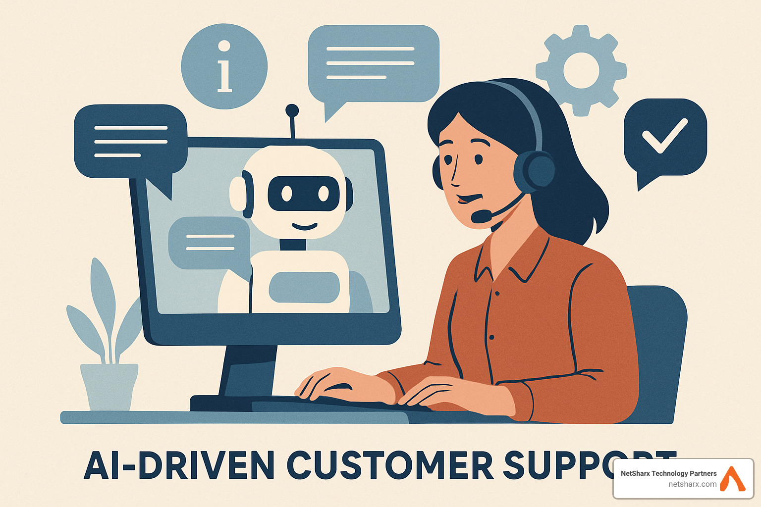 Customer service agent working with AI copilot - AI-driven customer support