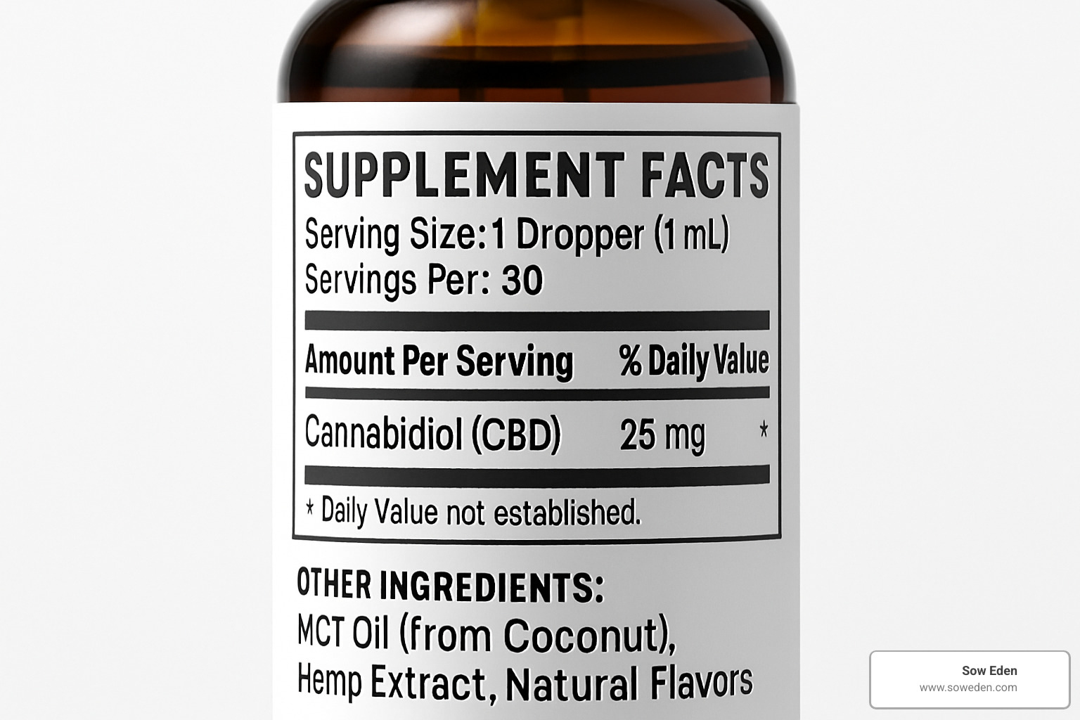 Supplement facts label showing CBD content and ingredients - cbd for anxiety