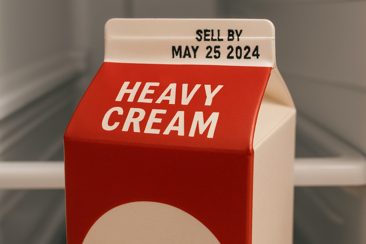 unopened carton date label - heavy cream