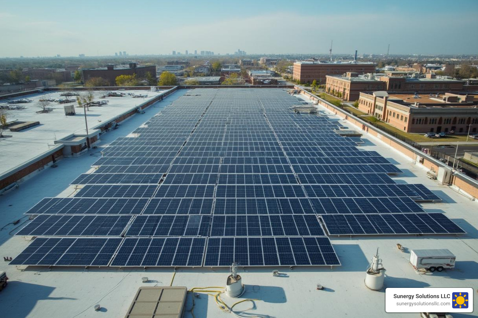 commercial solar installation on flat roof - commercial solar energy systems