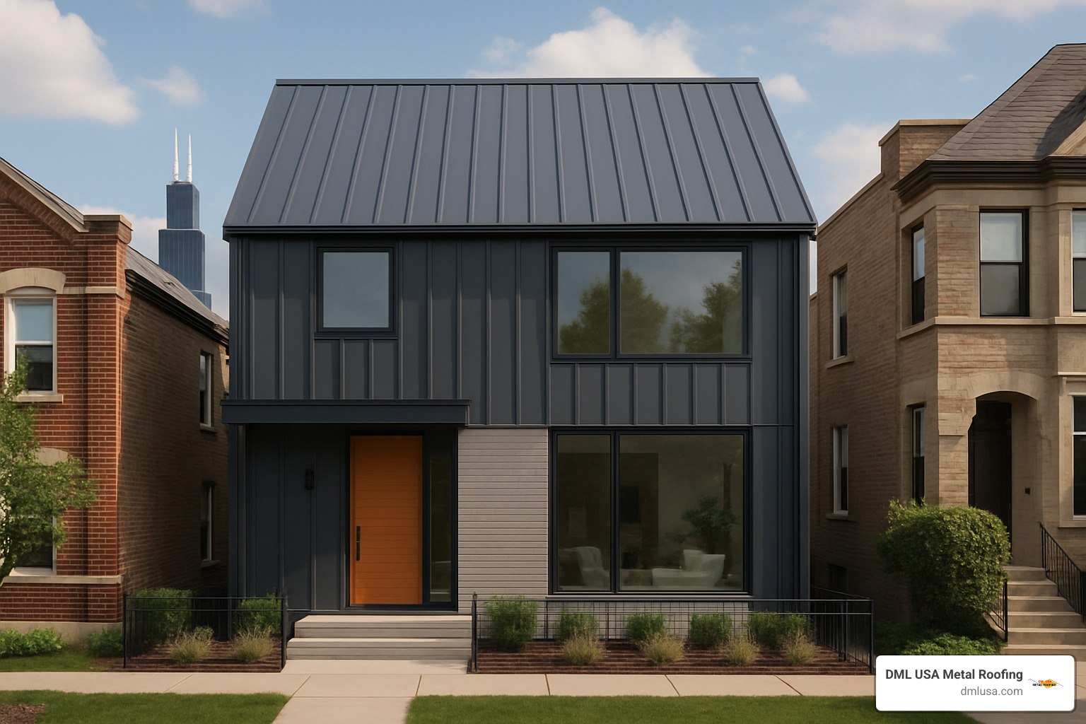 modern Chicago home with metal roofing - roofing supply chicago