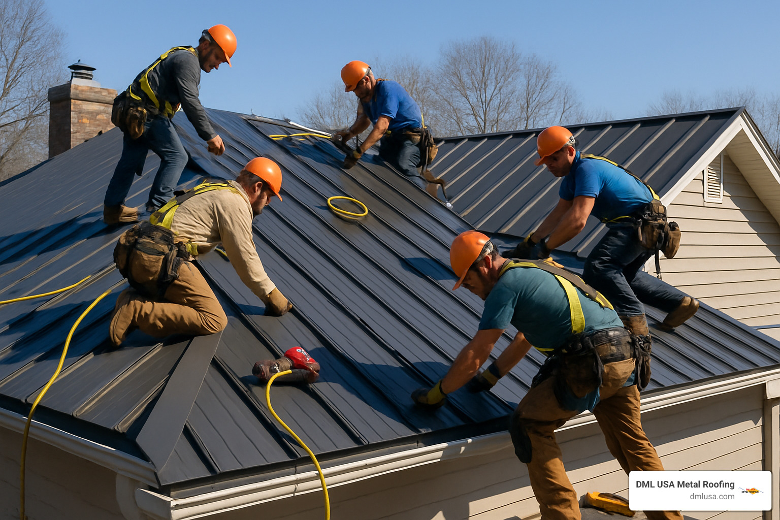 crew installing standing seam metal roofing - how much does a metal roof cost versus shingles