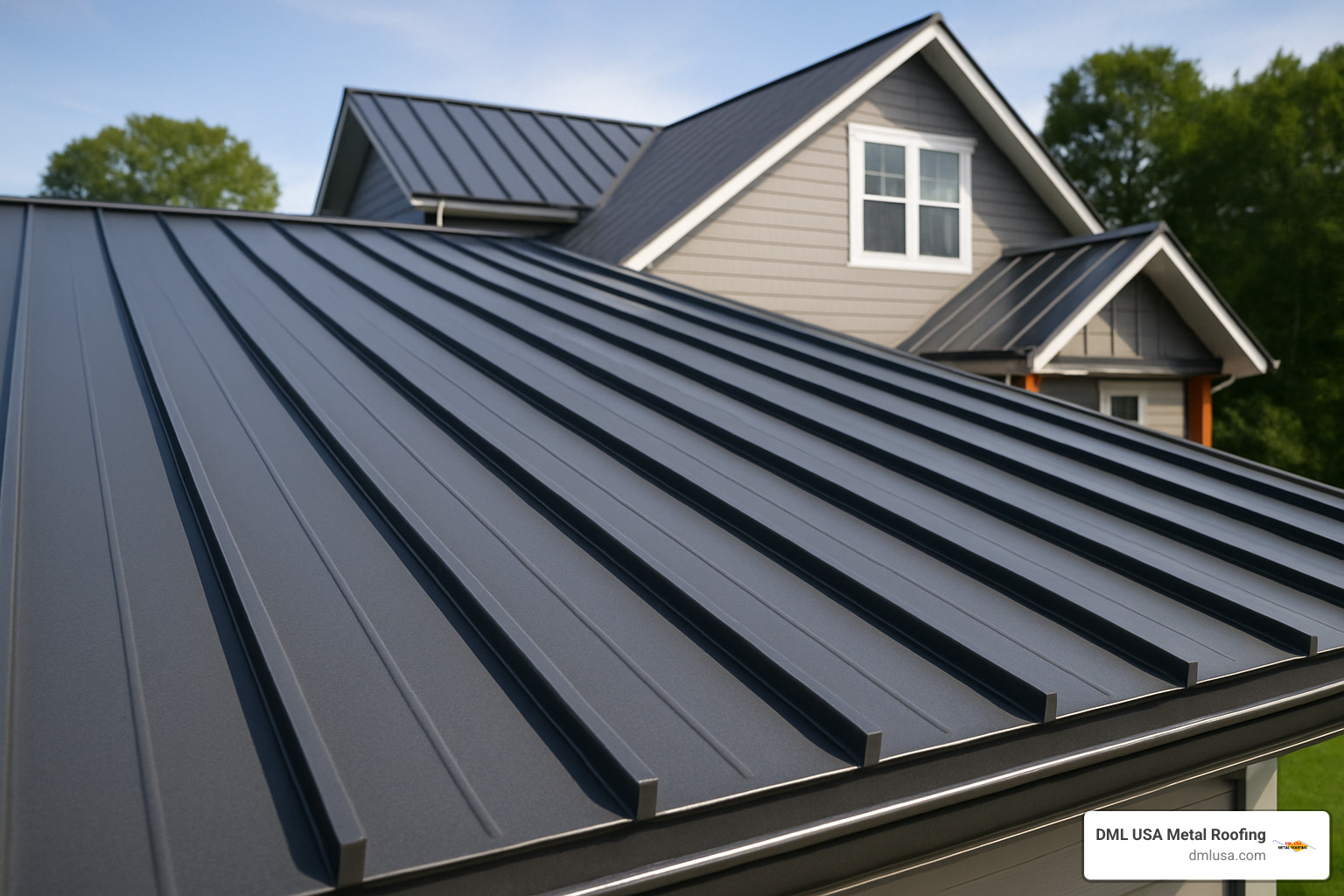 Close-up view of standing seam metal roofing showing the interlocking seam design - best type of metal roofing
