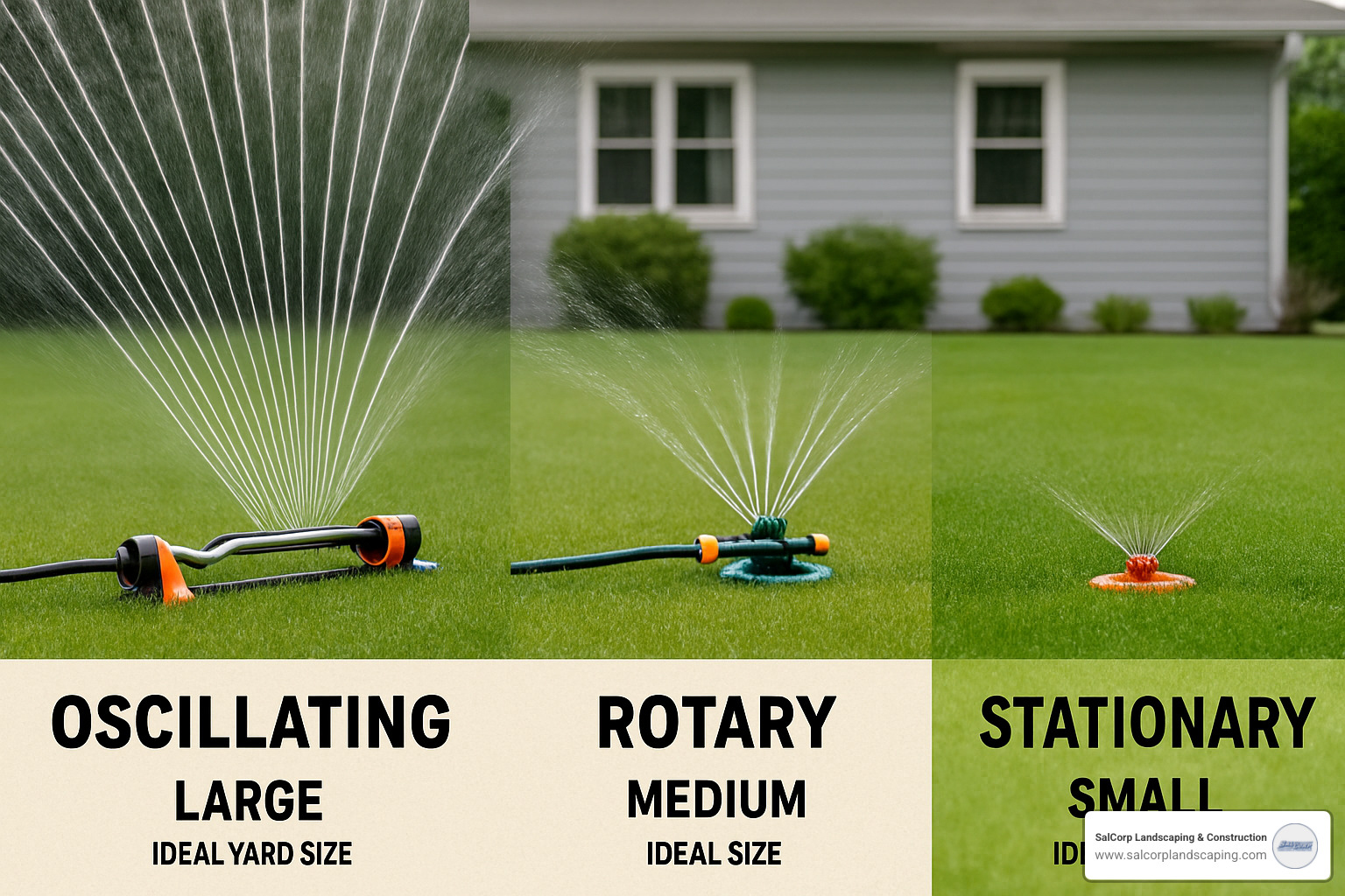 different sprinkler types for various yard sizes - best above ground sprinkler setup