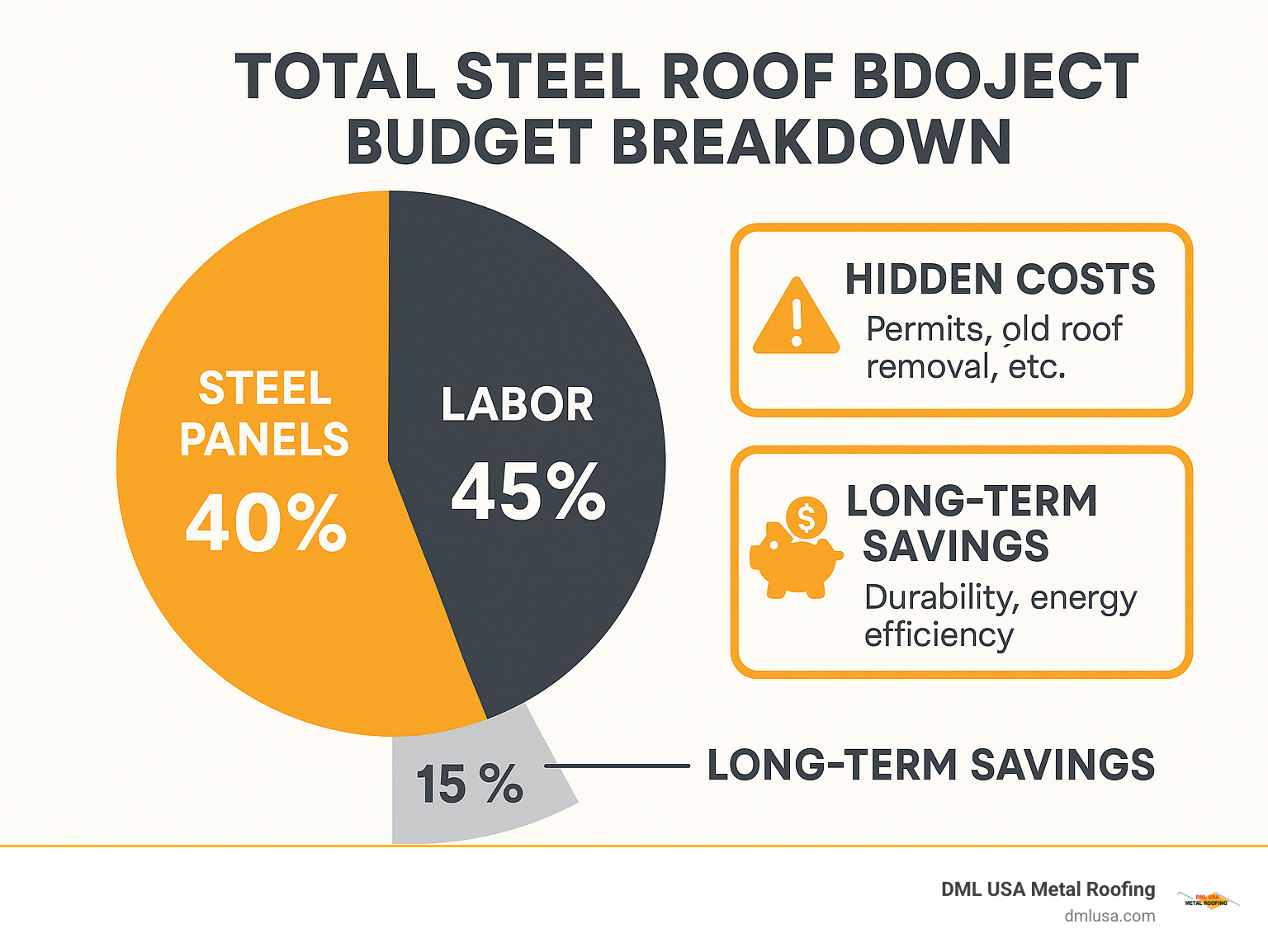 Total steel roof project budget breakdown including hidden costs and long-term savings - steel roof cost infographic 