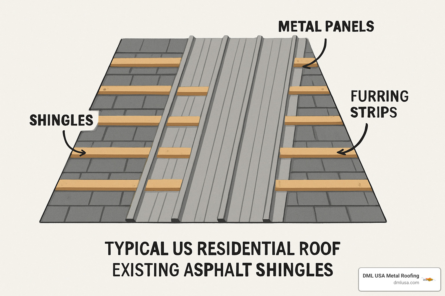 Furring strip layout diagram for metal roof over shingles - metal roof over shingles