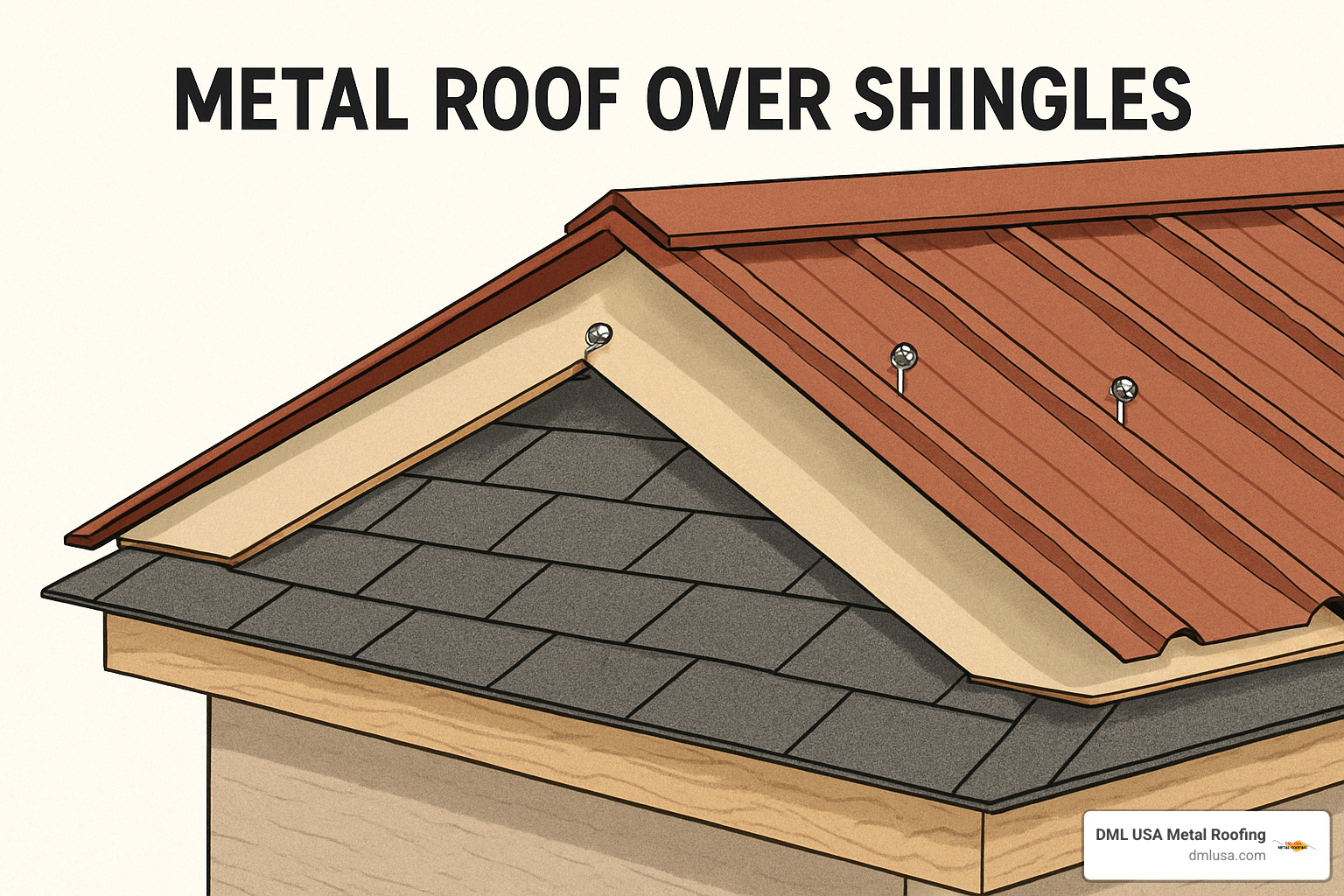 Ridge vent cutaway showing attic airflow - metal roof over shingles