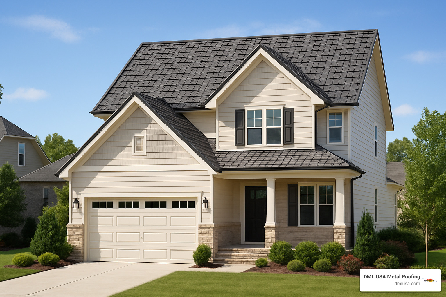 modern home with a metal shingle roof, boosting curb appeal and value - shingle metal roof